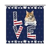 GABSHAIM Duschvorhang mit amerikanischer Flagge, Liebe mit Sam Sawet, Polyester, wasserdicht, Badvorhänge mit 12 Haken, Badezimmer-Dekoration, 183 x 183 cm