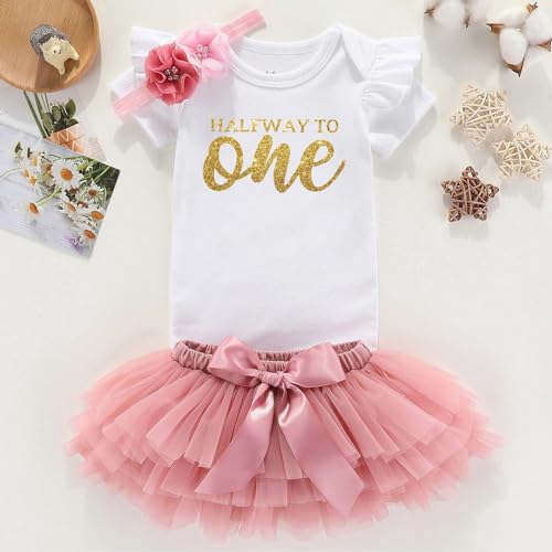 shlrzy Half Way To One half Birthday Baby Girl'S Clothing Set 6 Month Birthday Outfit Girl2