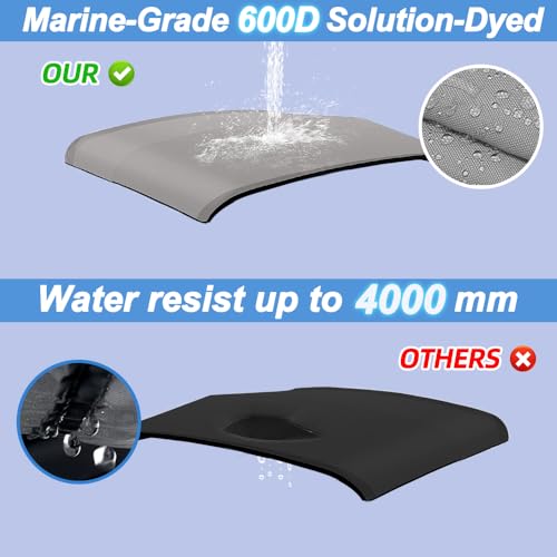 Seapisode 4 Bow Marine Grade Fade and Crack Resistant Bimini Top Replacement Cover, Heavy-Duty Waterproof and UV-Proof Sun Shade Boat Canopy，Easy Install Zipper Sleeves Boat Awning/Without Frame,Grey by Seapisode - Image 5