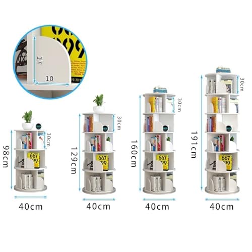 Estantería giratoria blanca de 3/4/5/6 niveles con ángulo de 360 grados para libros de suelo 2