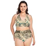 Mapa Clásico del Viejo Mundo Conjuntos de Bikini Mujer Dos Piezas Tallas Grandes Traje de Baño Push Up Cintura Alta Control de Vientre Bañador Cuello en V Bikinis