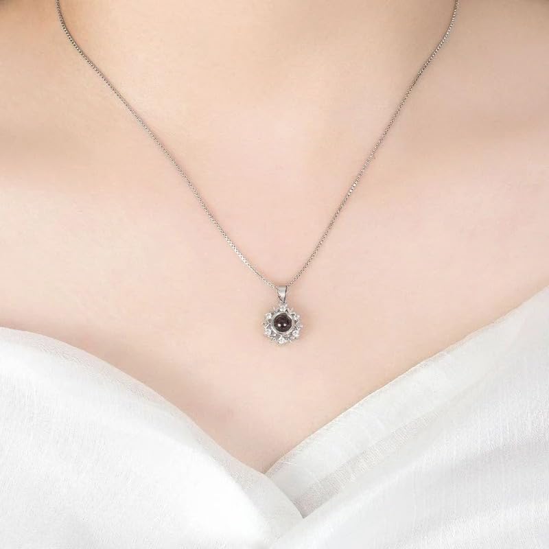 Collier en argent sterling 925 pendentif médaillon de projection - 2