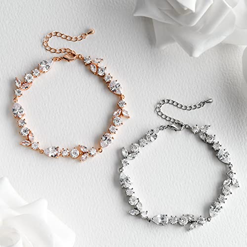 Sweetv Cubic Zirconia Tennis Bracelet For Bridal Wedding Prom Jewelry, Crystal Rhinestone Bracelets For Brides, Bridesmaid, Women #TOP6