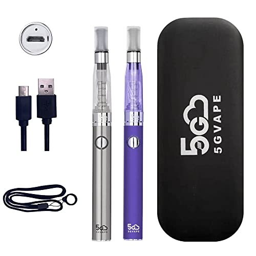 5GVAPE Electronic Cigarette eGo CE4 USB Charge Rechargeable Battery E Cigarette Vape Pens 2 Packs Shisha Starter Kit Easy Top Refill Tank Vape Pen Travel Set E Cig No E-Liquid