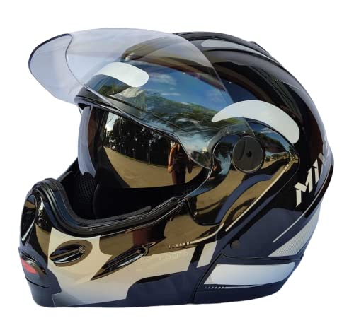 Capacete Moto Mixs Captiva Route Articulado Escamoteável Robocop Com Viseira Interna Fumê Cinza 56