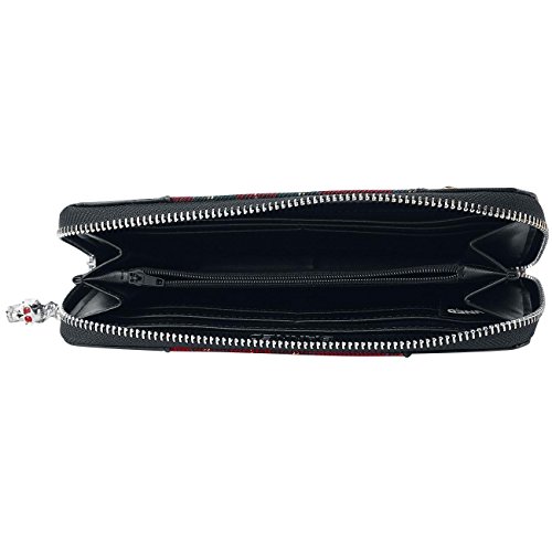 Lost Queen Red Tartan Plaid Punk Handcuff Skull Charm Zip Around Wallet4