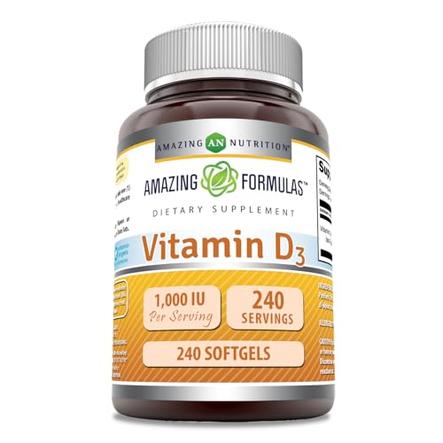 Amazing Formulas Vitamin D3 Supplement | 1000 IU | 240 Softgels | Non-GMO | Gluten Free | Made in USA