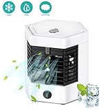 Mini ventilador de ar condicionado portátil pessoal evaporativo pequeno usb desktop ventilador de refrigeração de ar com caixa de gelo, 2 velocidades e alça para dormitório de... glide