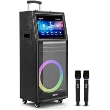 Karaoke Machine for Adults, with Lyrics Display, Smart Portable Big Bluetooth Speaker 2 Wireless Microphones, Professional Karaoke System 800-1000W Peak Power Big Bluetooth DJ Light