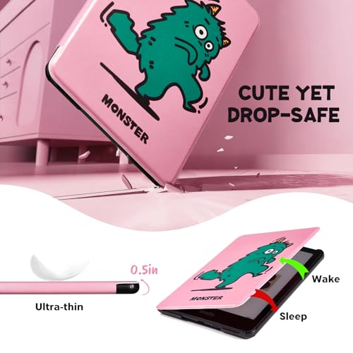 Image of CoBak Lightweight Stand Cute Case for 7 inch Kindle Paperwhite 12th Gen 2024 and Kindle Colorsoft with Right Hand Strap - Compatible with iPhone MagSafe, for Samsung /Anker Wireless Charging Pads