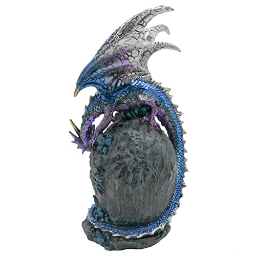 Jorae Dragon Statue On Sparkling Faux Crystal Cave Light Up Color Changing Led Collectible Dragon Figurine Home Décor (Blue) #TOP1
