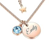  TMT Personalisierte Namenskette mit Gravur und Kristall Buchstaben initialen (silber & rose-gold) Geburtstagsgeschenk für Frauen und Mädchen Geschenk Kette Mutter Oma BFF Bridesmaid