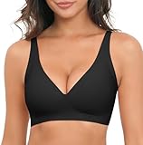 Jouica Sujetador para Mujer Sin Varillas Push Up Diario - Bra Cómodo Sin Alambres con Escote en V, Bralette Sin Costuras...
