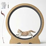 POLAHAKU Cat Exercise Wheel, 48 Inch Diameter Cat Treadmill for Indoor Cats, Cats Running Wheel with Updated Enhanced Base and Carpeted Runway for Cat's Longer Life and Fitness, Natural