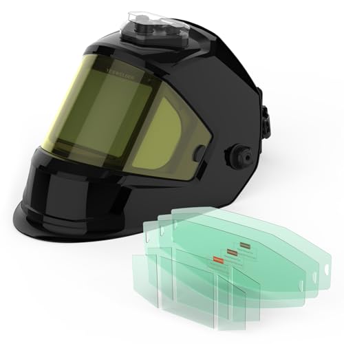 Image of YESWELDER Panoramic View Auto Darkening Welding Helmet, Large Viewing True Color 6 Arc Sensor Welder Mask & Replacement Lens