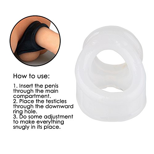 Beauty7 Clear Penis Cock Ring Testicles Scrotum Restraint Ring Man Male Harder Stronger Erection Enhancing Delay Premature Ejaculation Sexual Stamina Enhancer #TOP5