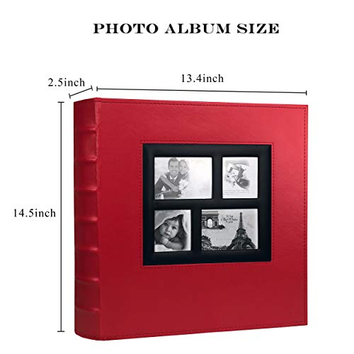 RECUTMS Photos Book Album 4×6 Hold 500 Pockets Leather Cover 3-Ring Binder Family Picture Album for Family Wedding Anniversary Baby Vacation Daughter Gift(Red)