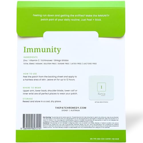 Image of The Patch Remedy Immunity Patches - 30 Topical Immune Patches Containing Vitamin C, Zinc, Echinacea Extract & Ginkgo Biloba, Lasts 24 Hours