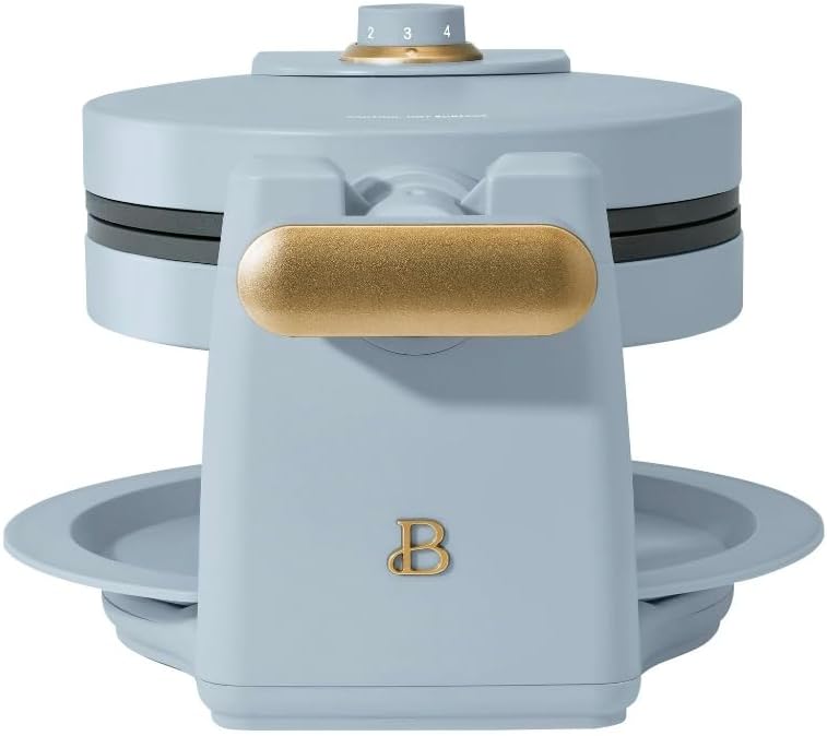 Beautiful Rotating Belgian Waffle Maker, Non-Stick Plates, Cornfllower Blue