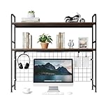 SUNNYNEST 2-Tier Computer Desktop Bookcase, 37.5" Desk Hutch Bookshelf with Adjustable Shelf, Heavy-Duty Metal Frame, Desktop Organizer for Monitor, Books, Printer & Office Supplies