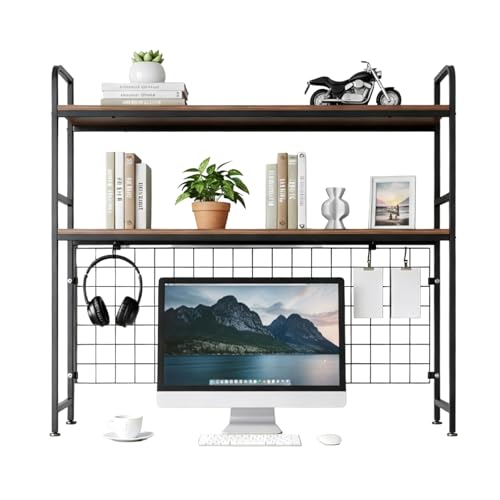 SUNNYNEST 2-Tier Computer Desktop Bookcase 37.5 Desk Hutch Bookshelf