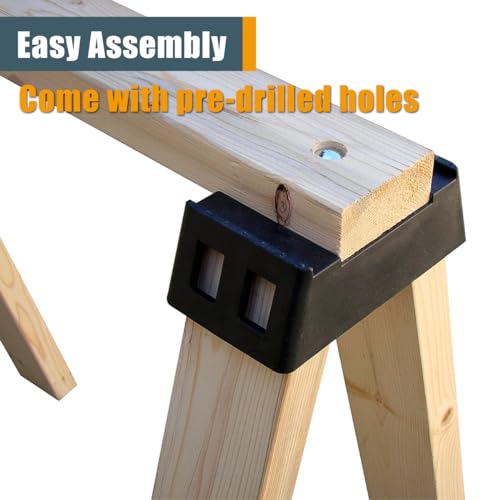 Image of POWERTEC Sawhorse Brackets, Set of 2 Saw Horse Brackets w / 500Lbs Capacity, Heavy Duty Brackets for Use with 2x4 Lumber, Construction Tools for Carpenter, Contractors (71026V)