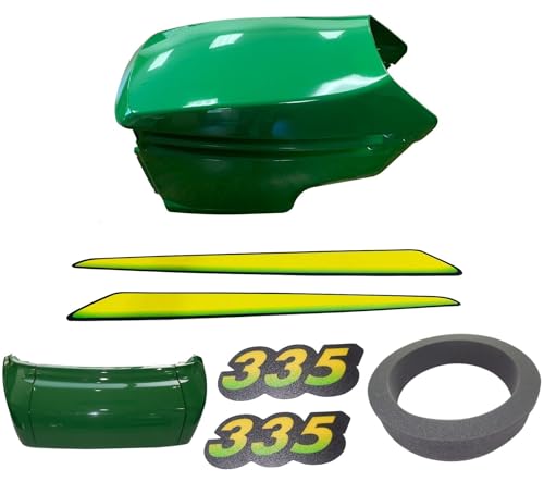 New Upper & Lower Hood/Bumper/Foam Isolator/LH&RH Stickers Fits John Deere 335