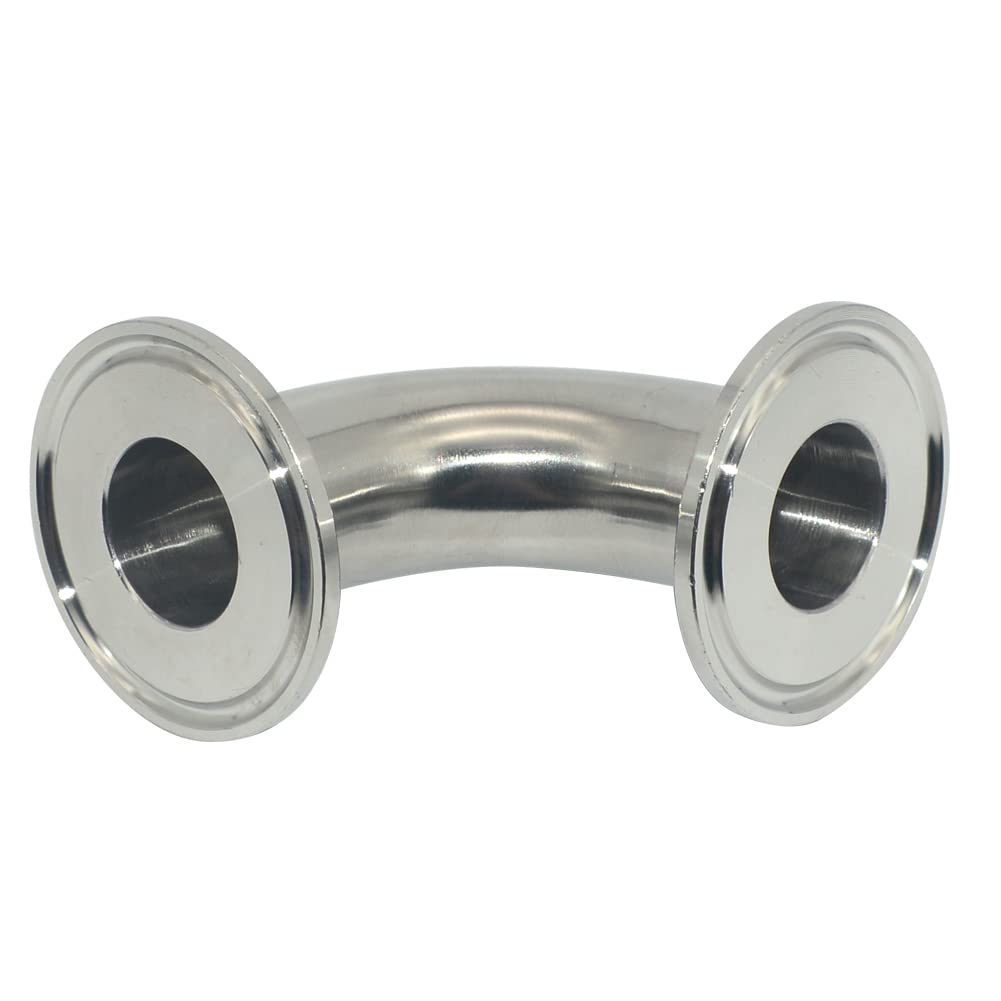 3/4", 1", 2", 3" Y 4" de 19 Mm a 102 Mm de Diámetro Exterior, Conexión Sanitaria con Triple Abrazadera, Codo de 90 Grados, Conexión para Tubería de Acero Inoxidable 304, para Cerveza Casera./