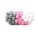 Produktbild 4L Textil 100 Stück Bälle für Bällebad 7cm(Nicht 6cm) Bälle für Kinder Bällebäder Babybälle Plastikbälle Ballpool Ohne Weichmacher Rosa Türkis Blau Weiß Grau Made In EU (Rosa, Weiß, Grau)
