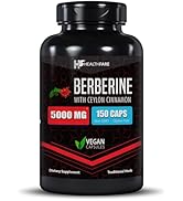 Healthfare Berberine with Ceylon Cinnamon 5000mg - 150 Capsules - Heart Health & Immune Support, ...