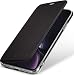 Produktbild StilGut Hülle kompatibel mit iPhone XR aus Leder und durchsichtiges TPU mit NFC/RFID Blocker, Schwarz/transparent