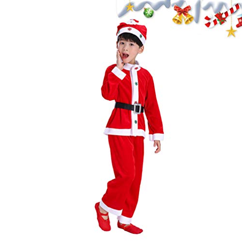 KESYOO Roupa de Papai Noel Infantil Fantasia de Natal Trajes de Papai Noel Com Chapéu de Papai Noel