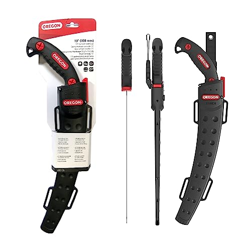 Oregon 13 Zoll Premium gebogene Handsäge aus Japanischem Karbonstahl, Rostfreies Forst-/Stutz-/Schnittwerkzeug, Geschwungene Klinge mit Sicherheitsscheide (600136)