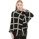 Elegante envoltura de poncho de punto se puede utilizar como una manta, suéter cardigan, chaqueta, abrigo, chal, envoltura o capa. Una variedad de estilos y colores puede satisfacer sus diferentes necesidades para diferentes ocasiones, como colorblock, tela escocesa, y retro tassel.Suitable para el hogar, trajes casuales, oficinas, viajes, noches y las ideas de regalo perfecto para la mamá y el amante de regalo.