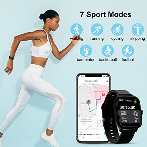 Smart Watch Gift For Men Women, 1.7" Full Touch Screen Smartwatch With Text And Call For Android Ios Phones, Gps Fitness Tracker Watches With Sports Modes, Pedometer, Distance, Calories (Black) #TOP3