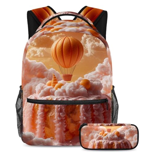 Sac à dos pour enfants garçons filles adolescents avec trousse orange