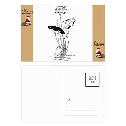 Cartes de remerciement lotus noir et blanc - Lot de 20 pièces pour gratitudes