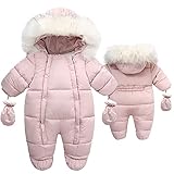 Fairy Baby Infant Baby Winter Snowsuit Coat Romper Hooded Double Zipper Fur Collar Warm Jumpsuit for...