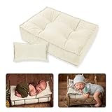 IGMaryBox Baby Photoshoot Props Mini Mattress Newborn Photography Props Baby Bedding Cushion Baby Posing Pillow Infant Mattress Prop Photography(A-Ivory)