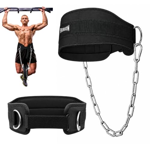 Image of Aurion Black Neoprene Chain Dip & Pull-Up Belt with Heavy-Duty Steel Chain | Chain Dip Belt for Gym, Calisthenics, Strength Training | Durable & Comfortable