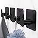 Aikzik Black Hooks for Hanging Heavy Duty, Adhesive Hooks for Shower, Bathroom, Kitchen, Robe, Towel, Coat, Waterproof & Rustproof Hook for Walls No Damage, Sticky Wall Towel Hooks - 4 Pack