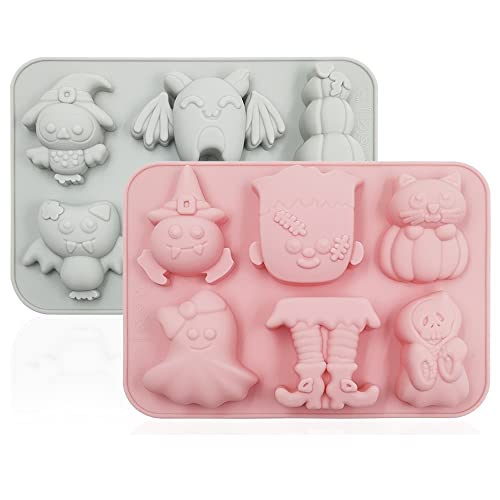 Yucool 2 Pcs Halloween Silicone Baking Molds Non-Stick Tray For Making Chocolate Candy Ice Cubes Jelly #TOP17