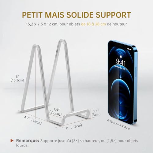 Support assiette 6 pouces en métal argenté pour présentoir de table - 3