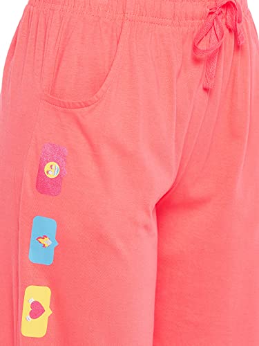 Image of Clovia Women's Cotton Printed T-Shirt & Basic Pajama Set