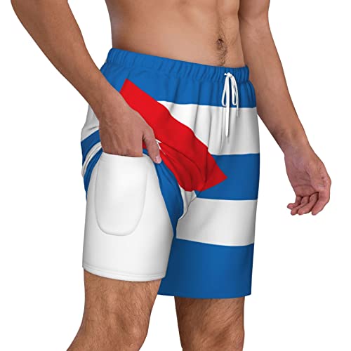 Short de plage double épaisseur homme au design drapeau cubain