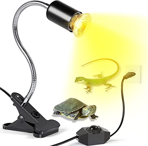Lampe Chauffante Tortue,Lampe Chauffante Poussin,Lampe Pince,Col de Cygne Allongé et Renforcé de 40CM,Douille E27 en Céramique,Lampe E27 à Pince avec Interrupteur Dimmable,pour Plante Reptile,Noir Cover