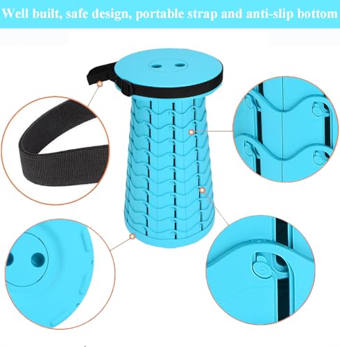 Image of Fishboy Upgraded Collapsible Stool, 400lbs Max Weight, Lightweight But Sturdy, Portable Retractable Folding Telescoping Foldable Camping Stool for Adults Outdoor Fishing Hiking BBQ
