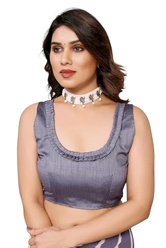 MOHIT CREATIONS Women's Party Wear Georgette Printed Border Ready To Wear Saree With Unstiched Blouse Piece