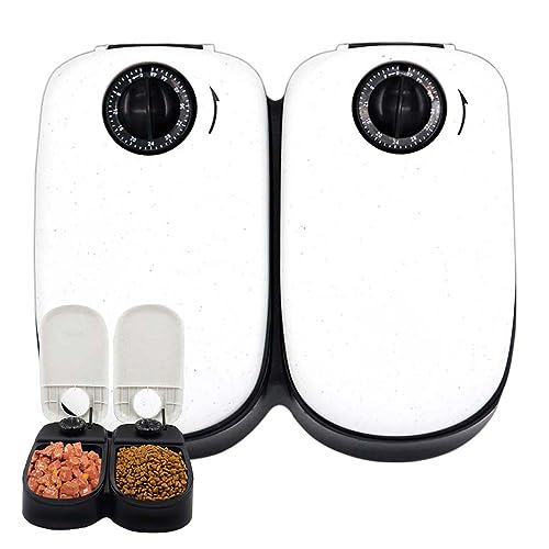 SUGGEST ペットフィーダー 2食分 自動給餌器 /自動餌やり器 タイマー設定 電池式 猫 犬 ペット 餌