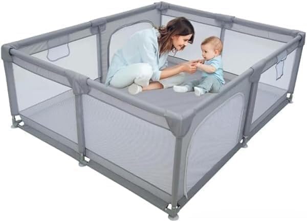 Cercadinho Infantil – Chiqueirinho Dobrável, Resistente, Montagem Rápida, Tecido Lavável, Estrutura Reforçada e Espaçoso - 180×150×68 cm